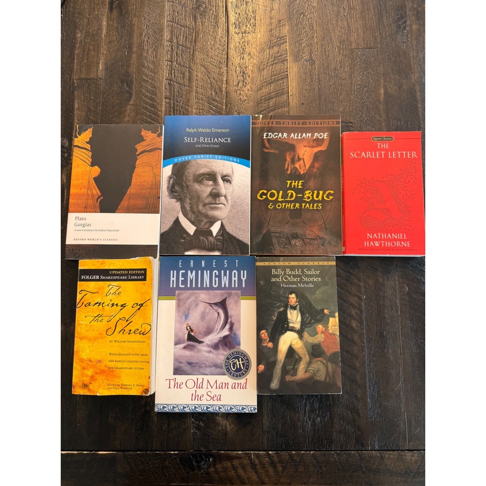 Classic Literature Book Bundle Hemingway Shakespeare Poe Hawthorne 7 Paperback
